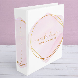 Classeur Script Rose Pâle Aquarelle Or Cercle Entreprise