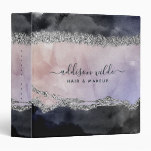 Classeur Script Signature Aquarelle Violet Noir Argent