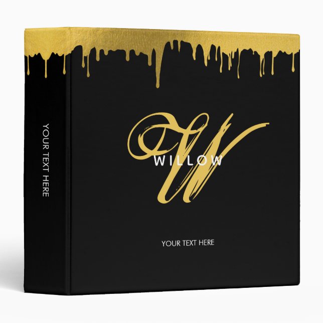 Classeur Script Vintage Black & Gold (Devant/Côté)