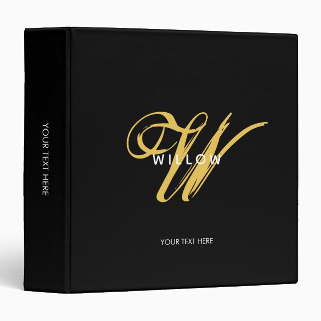 Classeur Script Vintage Black & Gold (Devant/Côté)