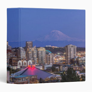 Classeur Seattle, centre-ville et mont Rainier au crépuscul