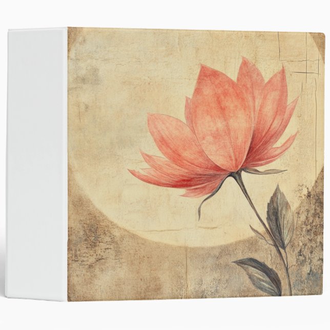 Classeur Sérénité rose Fleur et Lune (Devant/Côté)