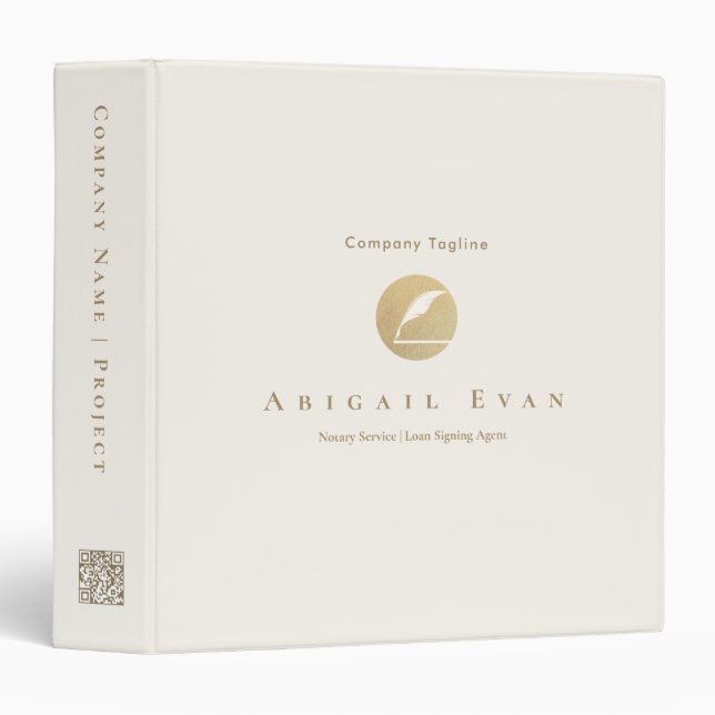 Classeur Service de notaire à plume dorée avec strass moder (Devant/Côté)