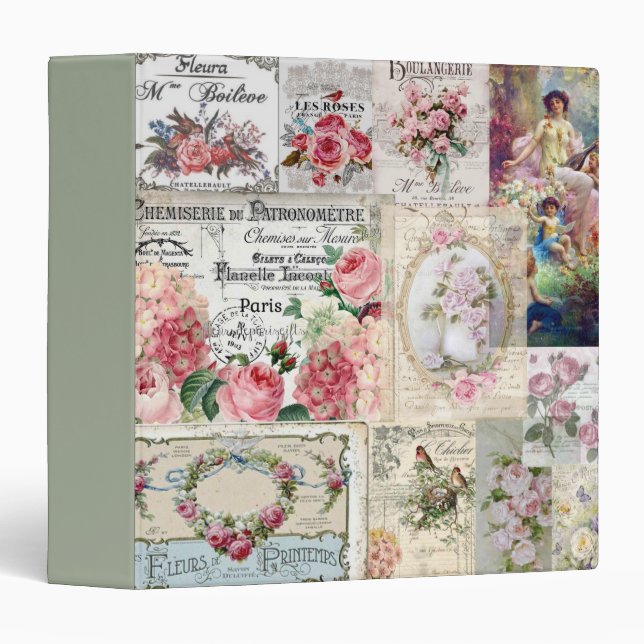 Classeur Shabby collage chic, pays victorien, découpage, b (Devant/Côté)