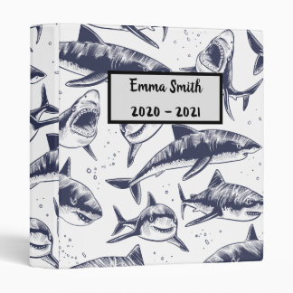 Classeur Sharks noirs et blancs École personnalisée