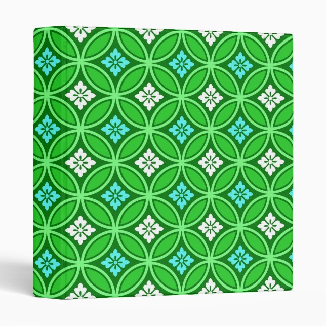Classeur Shippo avec Motif à Fleur, Tons de Jade Green (Devant/Côté)
