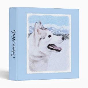 Classeur Sibérie Husky (argent et blanc) Peinture Chien Art