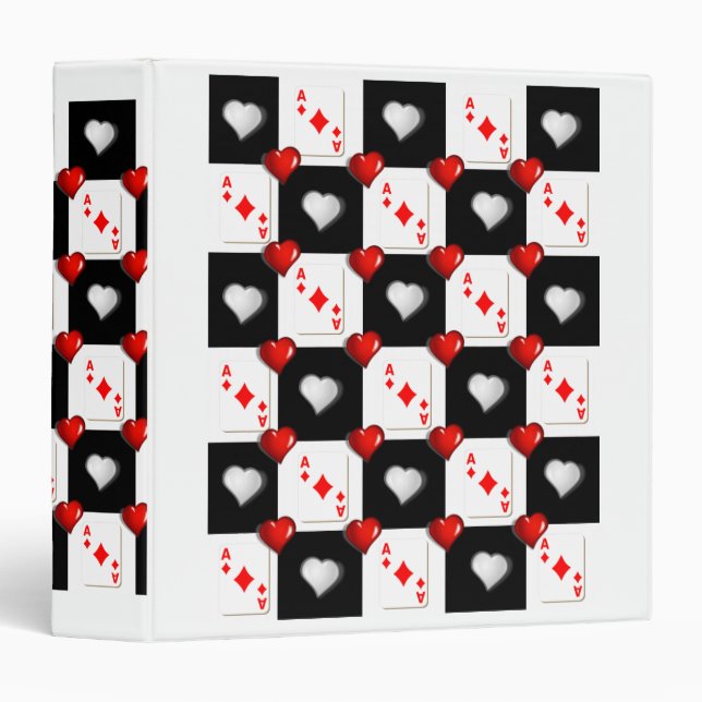 Classeur signature Ace Diamonds Coeurs rouges (Devant/Côté)