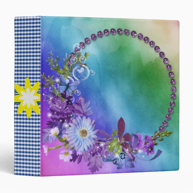 Classeur signature Blue Floral (Devant/Côté)