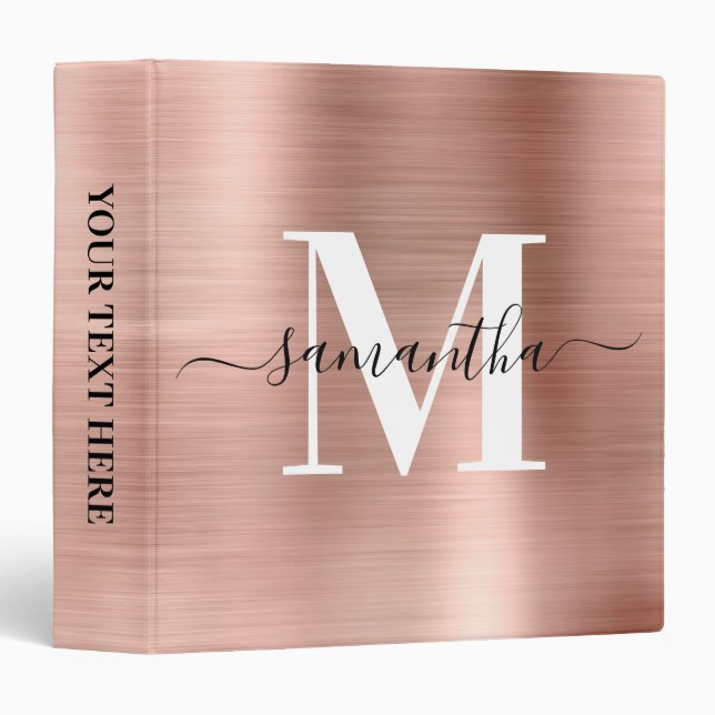 Classeur Signature Monogram Rose Gold Shimmer Foil (Devant/Côté)