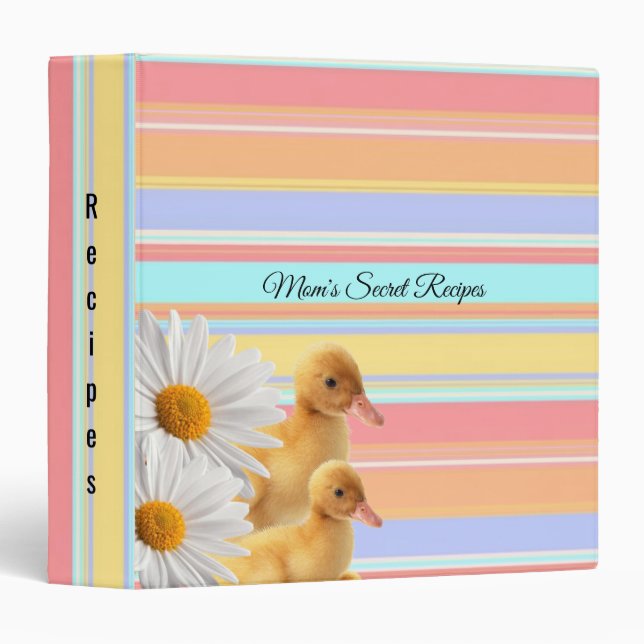 Classeur Signature Pastel Daisy Canards Jaunes (Devant/Côté)