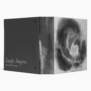 Classeur Signature personnalisée aquarelle florale noir et