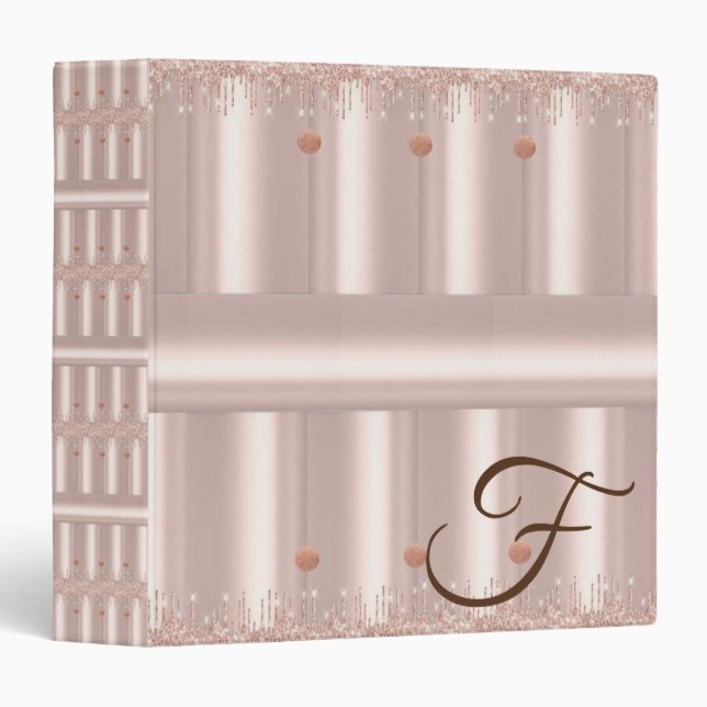 Classeur signature Rose Rose Parties scintillant F (Devant/Côté)