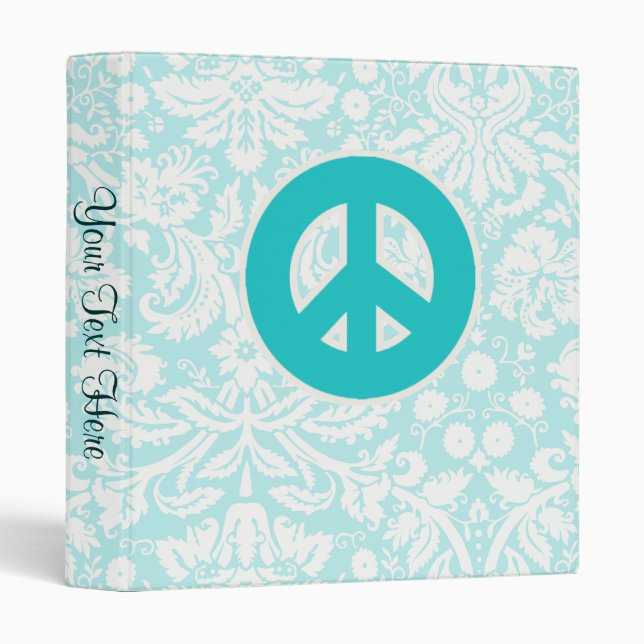 Classeur Signe de paix turquoise (Devant/Côté)