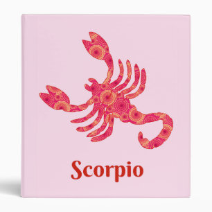Classeur Signe zodiaque pour corpion en rouge et corail