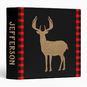 Classeur Silhouette des cerfs à Burlap et à Buffalo Plaid