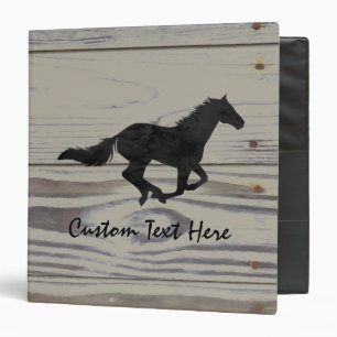 Classeur Silhouette galopante en bois rustique d'aquarelle