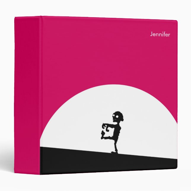 Classeur Silhouette Zombie avec Pleine lune personnalisée (Devant/Côté)