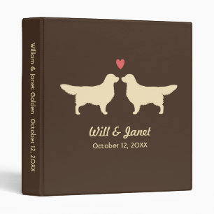 Classeur Silhouettes de Golden Retriever avec cœur et texte