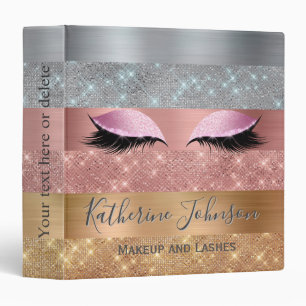 Classeur Silver Gold Rose Gold Parties scintillant Stripes 