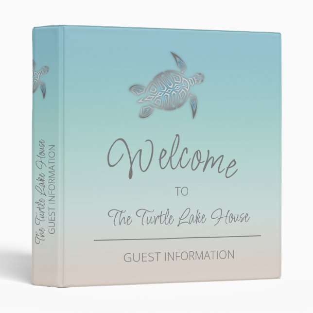 Classeur Silver Sea Turtles Turquoise Coastal Custom 3 Ring (Devant/Côté)