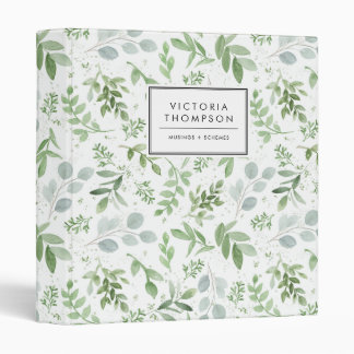 Classeur Simple Aquarelle verte Motif Eucalyptus