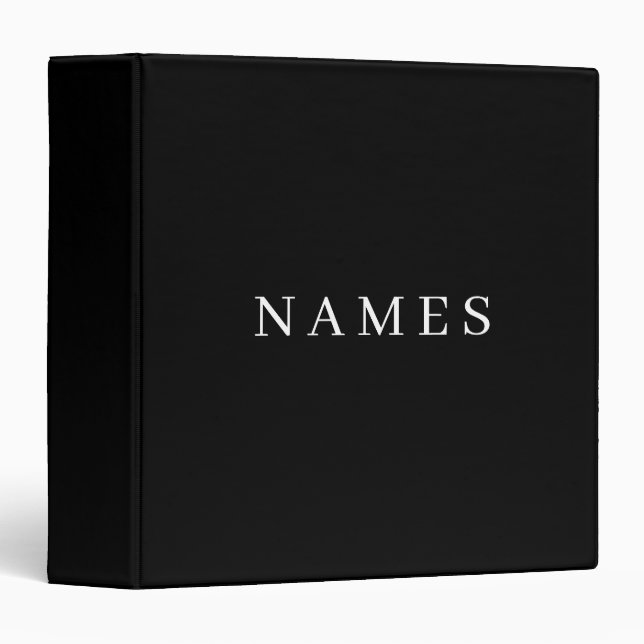 Classeur Simple Black Custom Ajouter Votre Nom Élégant (Devant/Côté)