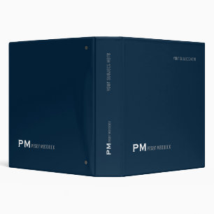 Classeur simple bleu foncé avec monogramme et nom