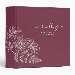 Classeur Simple Elegant Mariage Burgundy et White Script