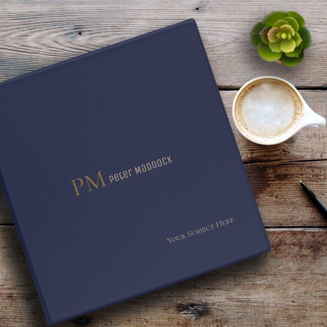 Classeur simple et moderne bleu foncé avec nom (Créateur téléchargé)