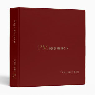 Classeur simple et moderne rouge foncé avec nom