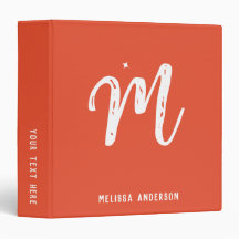 Simple minimaliste Nom du monogramme rouge orange