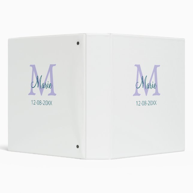 Classeur simple minimum ajouter nom monogramme violet vert  (Arrière-plan)