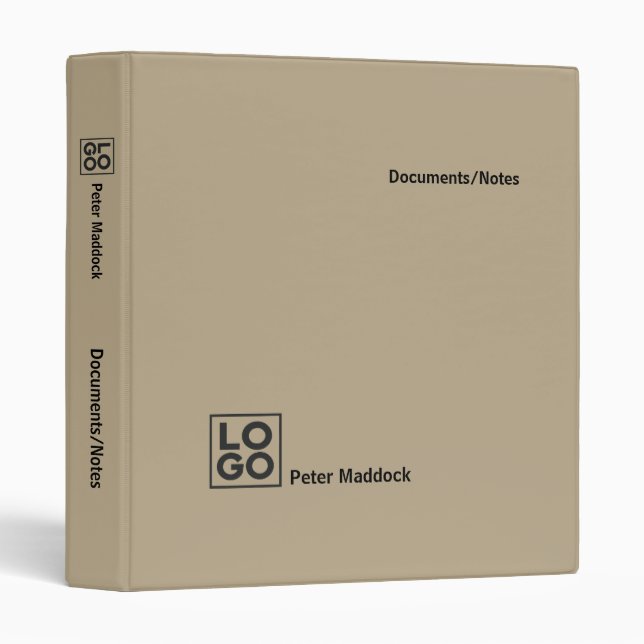 Classeur Simple Modern Sepia Binder with Logo (Devant/Côté)