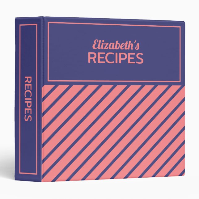 Classeur Simple moderne Midnight Blue Light Coral Grandes (Devant/Côté)