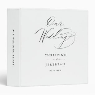 Classeur Simple Noir Blanc Élégant Script Mariage Album