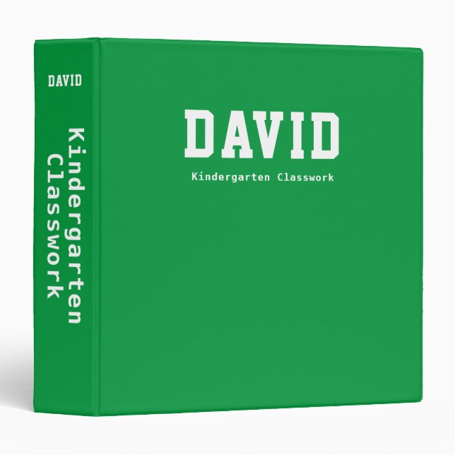 Classeur Simple personnalisation de la maternelle verte (Devant/Côté)