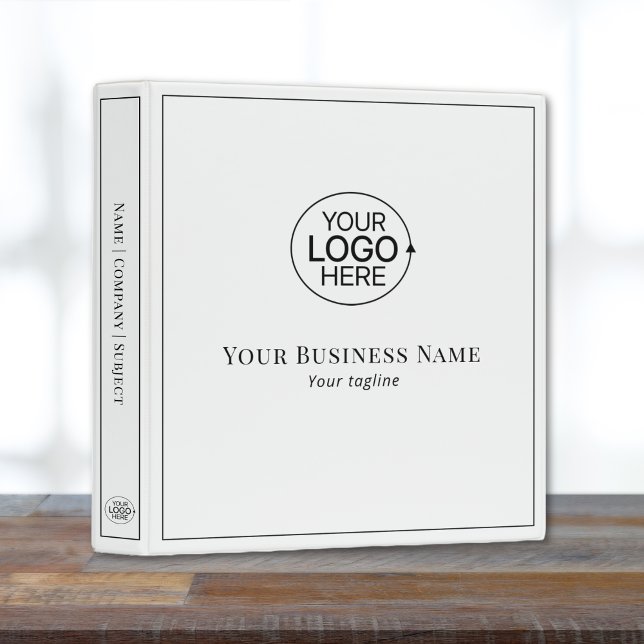 Classeur Simple Professional Ajouter votre logo noir et bla (Simple Professional Add Your Logo Black and White 3 ring binder )