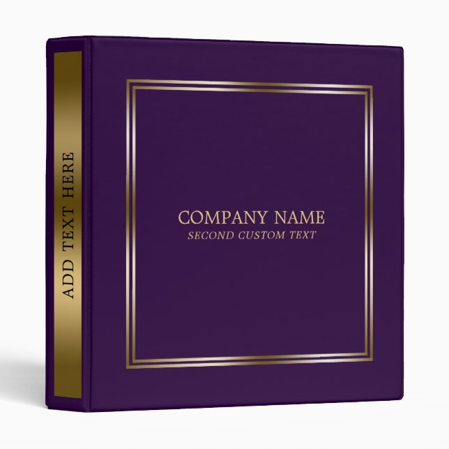 Classeur Simple Purple & Gold 3 Ring Binder (Devant/Côté)