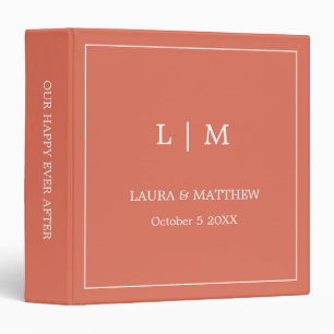 Classeur Simple Terracotta Monogramme Mariage Album photo