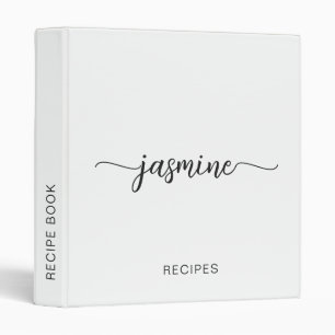 Classeur Simple White Monogramme Nom Script Cookbook Recett