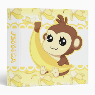 Classeur Singe mignon de Kawaii tenant la banane