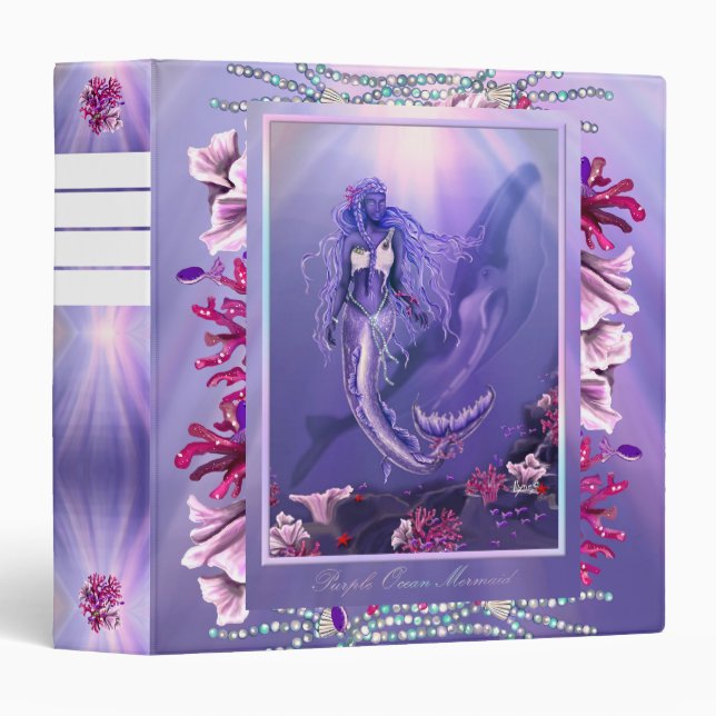 Classeur Sirène d'océan violet (Devant/Côté)