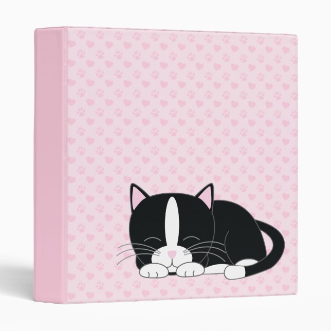 Classeur Sleepy Kitty {Tuxedo} (Devant/Côté)