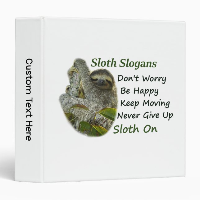 Classeur Slothing Photo Motivational Sloth Sayings (Devant/Côté)