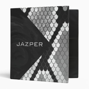 Classeur Snakeskin Gris, blanc et noir Monogramme