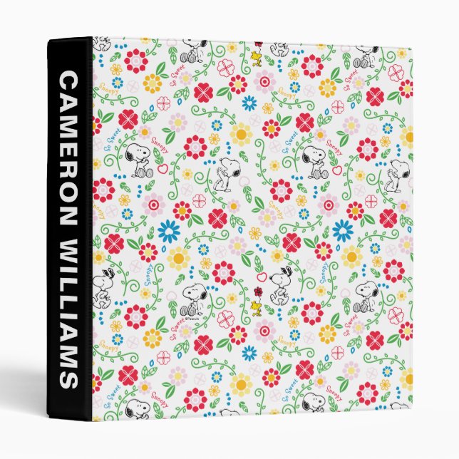 Classeur Snoopy So Sweet Flower Motif (Devant/Côté)