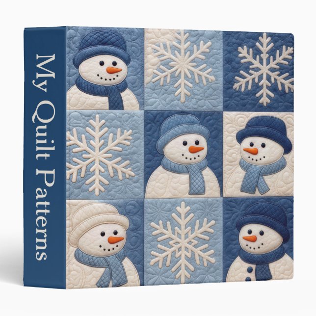 Classeur Snowmen and Snowflakes Quilt Pattern (Devant/Côté)