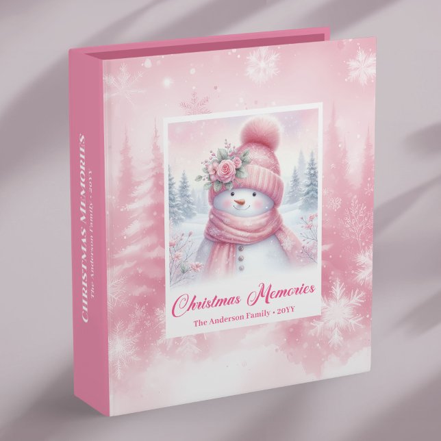 Classeur Soft Pastel Pink Snowman Christmas Memory Binder  (Soft Pastel Pink Snowman Christmas Memory Binder Book)