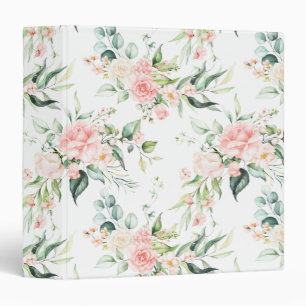 Classeur Soft Pastel Rose Rose Flower Motif